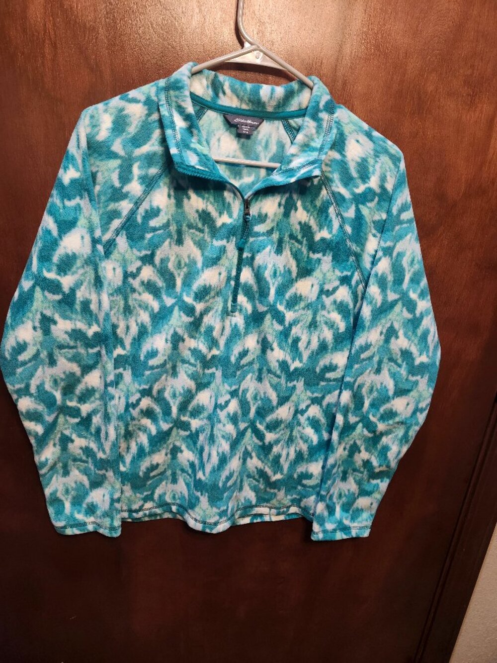 Eddie Bauer Polar Fleece 1/4 Zip Jacket Womens M Green Ikat Gorpcore Hiking